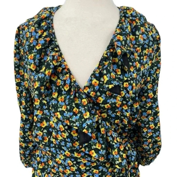 Eloquii x Jason Wu Wrap Dress V Neck Floral Patterned Ruffled Wrap Dress Sz 10 - Picture 6 of 7